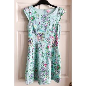 Lilly Pulitzer Floral Cap Sleeve Fit & Flare Dress